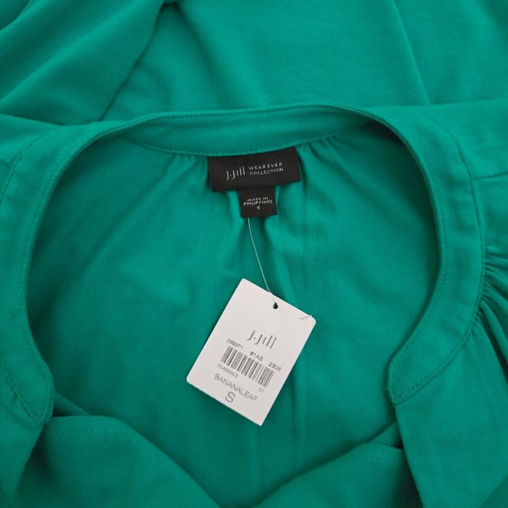 NWT J Jill sz small  banana leaf green shirred dress - Picture 3 of 4